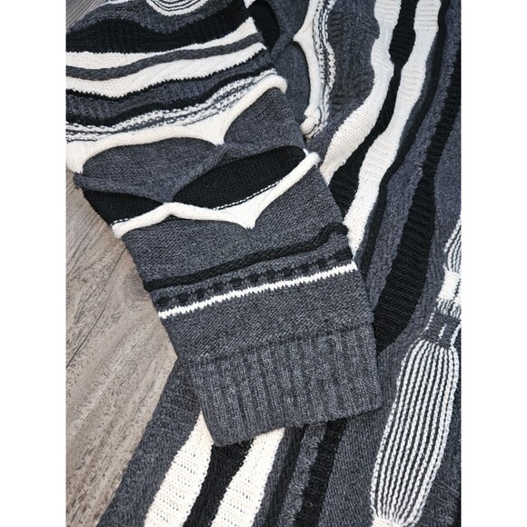 Vtg Mens 2XL Cosby Style Biggie 3D Textured Dad Sweater Geometric Hip Hop 90s - Picture 3 of 11